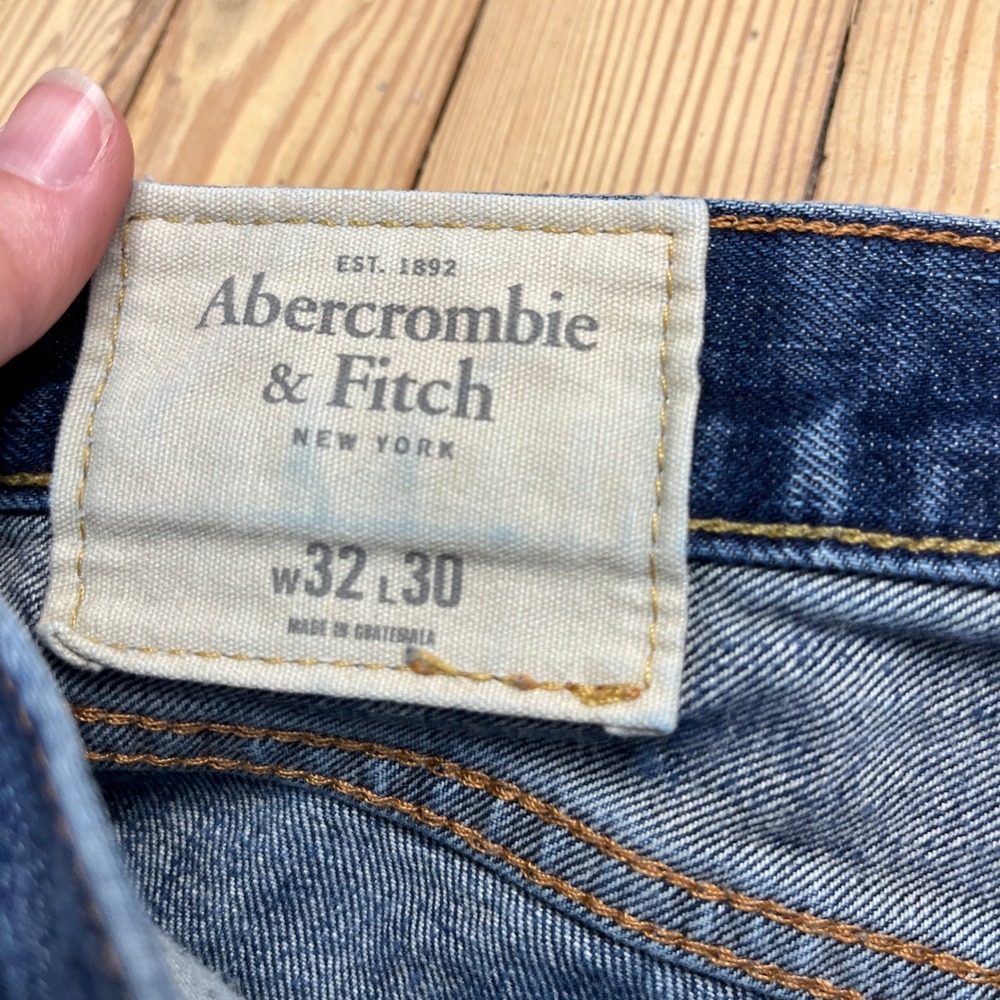 Abercrombie & Fitch Mens Straight Leg Jeans 32x30 Dark Wash Button Fly Denim y2k - Picture 5 of 11